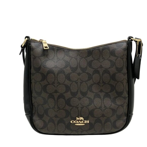 Auth COACH Signature CU959 Dark Brown Black PVC Leather - Shoulder Bag - Picture 1 of 8